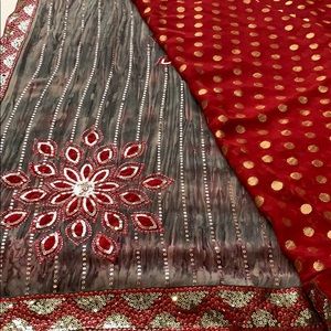 Beautiful red and grey Saree (Indian outfit)
